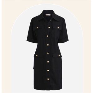 J. Crew Gamine shirt-dress in black linen size 8